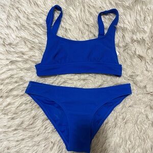 Electric Blue Ribbed Bikini Set